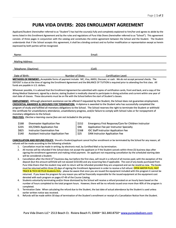 2026 PVD v2 Enrollment Agreement Front