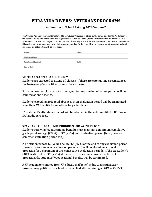2026 VA Addendum to Catalog