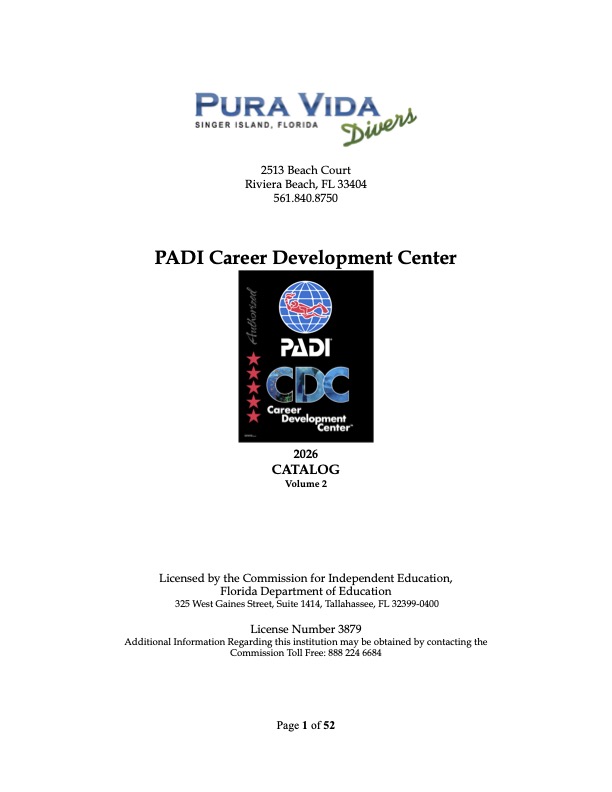 Catalog 2026 Volume 2 Cover Pura vida Divers